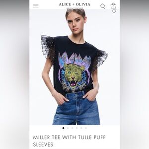 Alice + Olivia Miller Tee with tulle puff sleeves